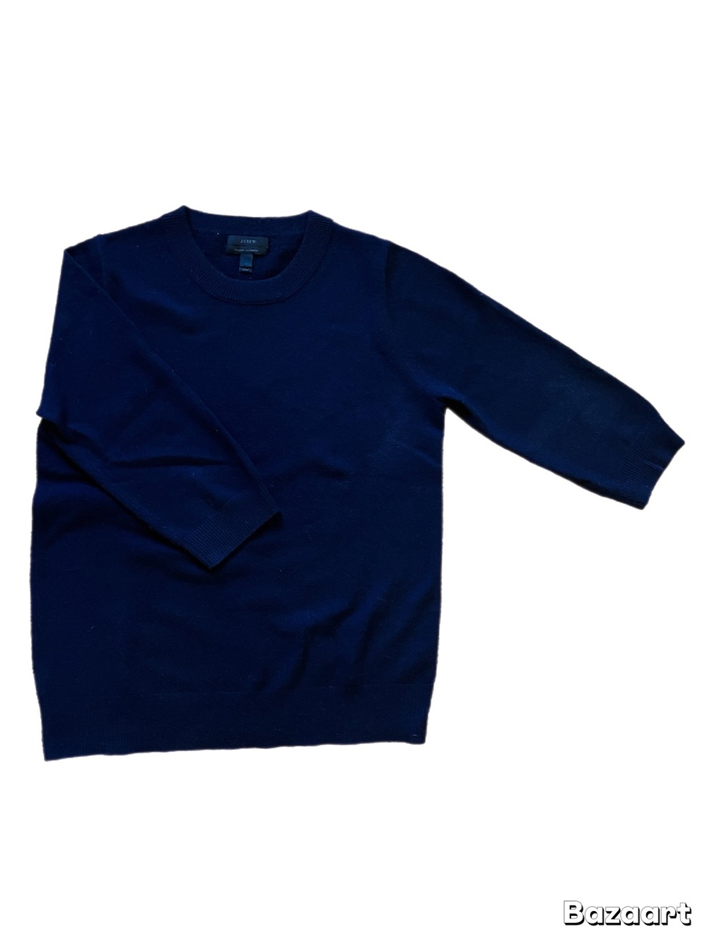 J. Crew Navy Cashmere 3/4 Crewneck Sweater